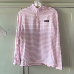 Vineyard Vines 'The Shep' Pink and White Stripe V-Neck Shirt -NWT- Fast Shipping